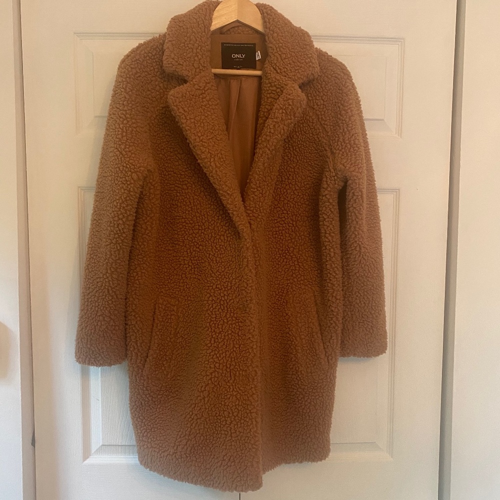 ONLY Teddy Coat in Tan size S